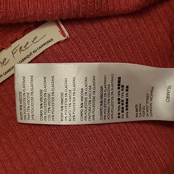 We The Free | Free People Flor De Mayo Tank Top Red Orange Scoop Neck Size S/M - Picture 8 of 9